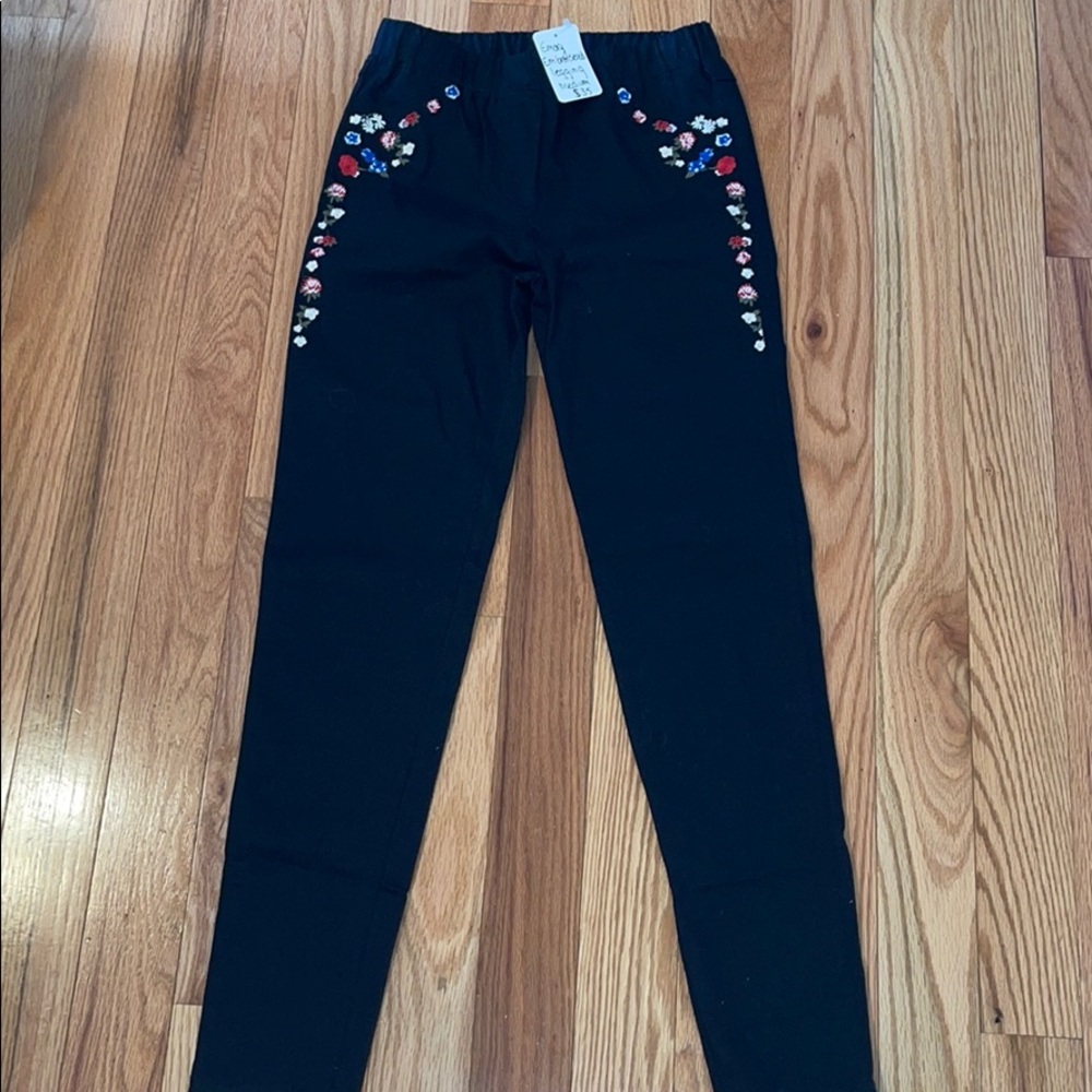 Embroidered Black Dress Pant/Legging